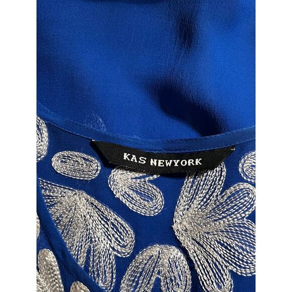 KAS New York Blue & White Silk Dress, Cover Up, Tunic Size Large - Picture 4 of 5